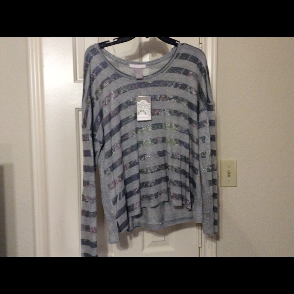 Weavers XL gray silver striped rd neck pullover
